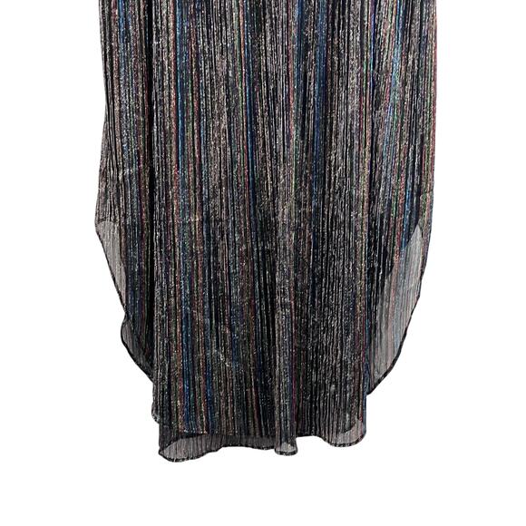 Ramy Brook Lenon Metallic Multicolor Striped Pleated Midi length Skirt Sz med - Picture 4 of 15